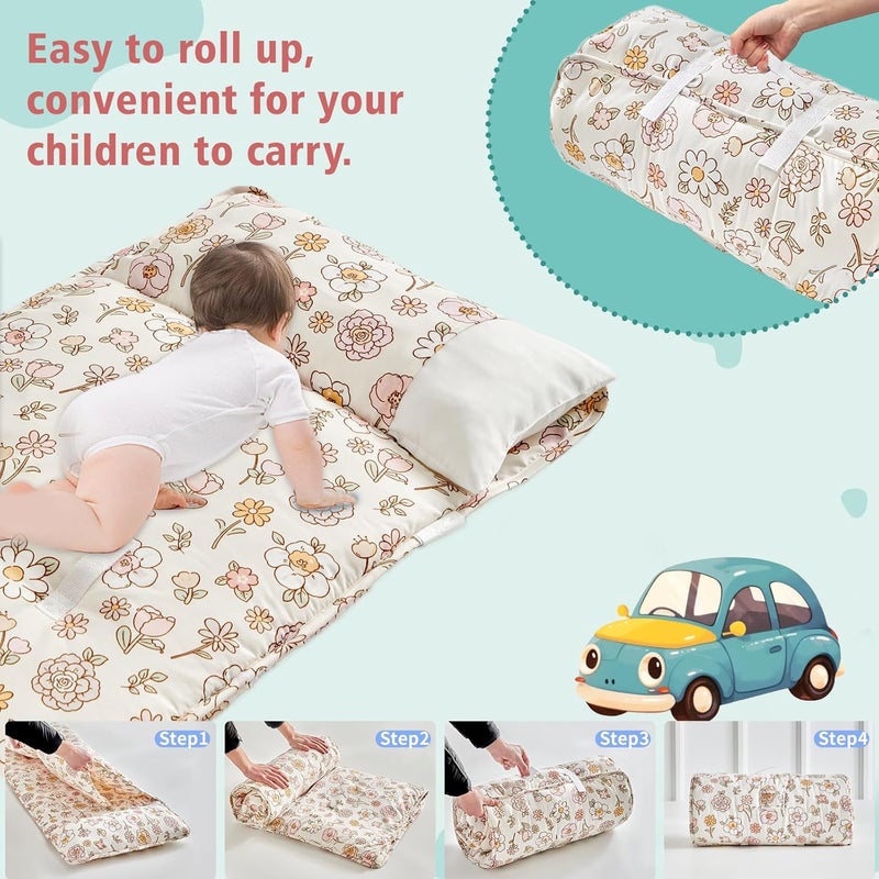 DuShow Toddler Nap Mat with Removable Pillow,Ultra Soft Slumber Bags for Girls,Kids Sleeping Bags with Roll Up Design, Perfect for Preschool,Daycare,Kindergarten - Image 4